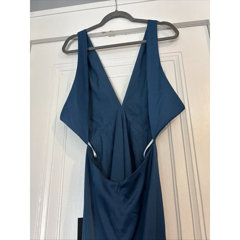 Lulus Made With Love Plunging Neck and Back Dress Teal Blue Size S NWT